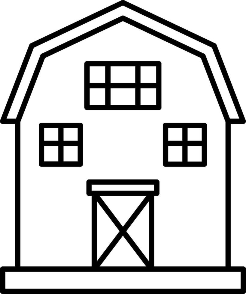 A black and white drawing of a barn vector