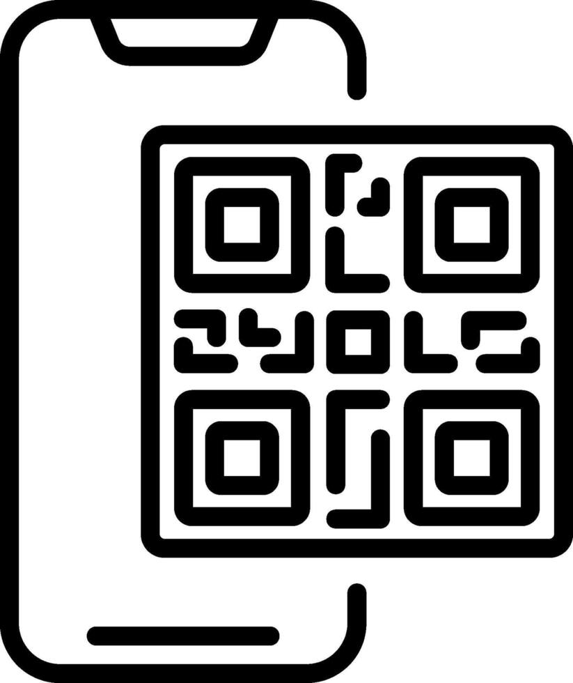 A black and white qr code on a smartphone vector