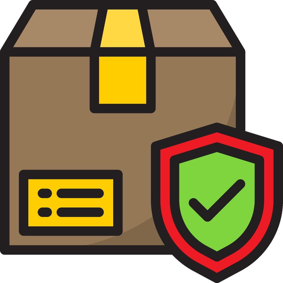 A box with a shield and a check mark vector