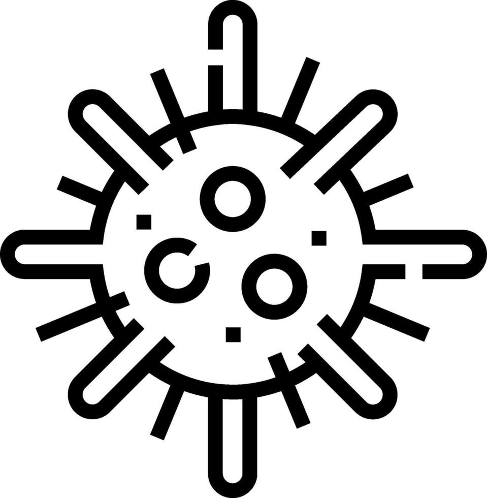 A black and white icon of a virus vector