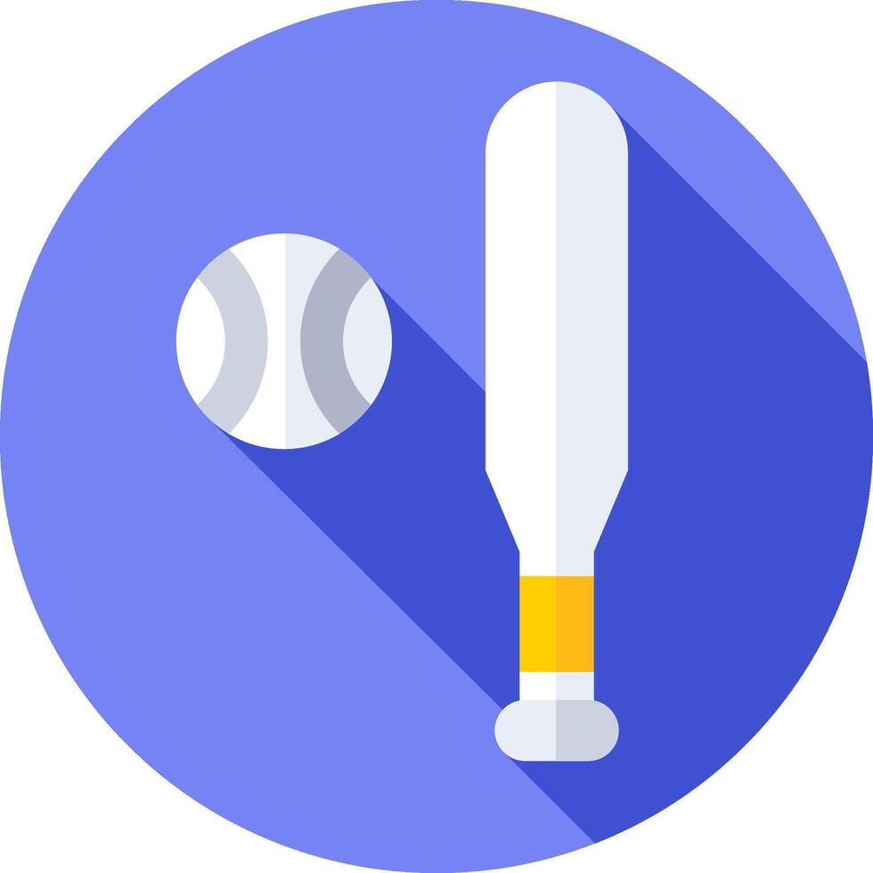 A baseball bat and ball icon on a blue circle vector