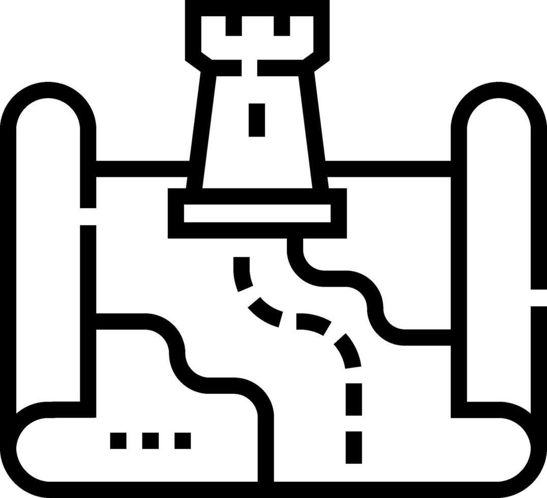 A black and white illustration of a castle vector