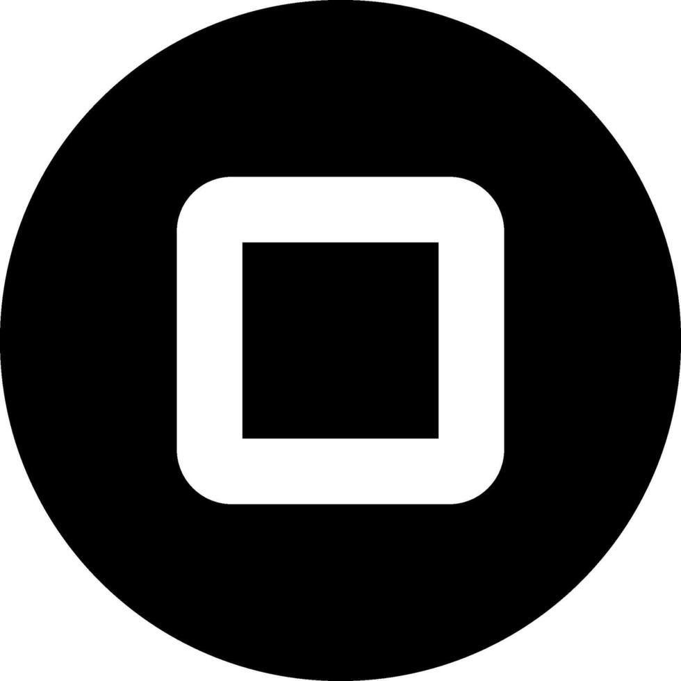A black and white square with a white circle in the center vector