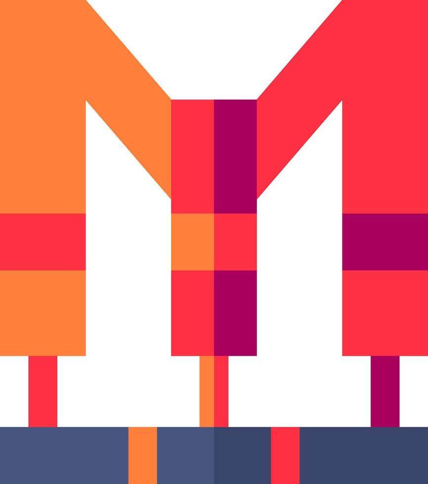 The letter m in orange, red and blue vector