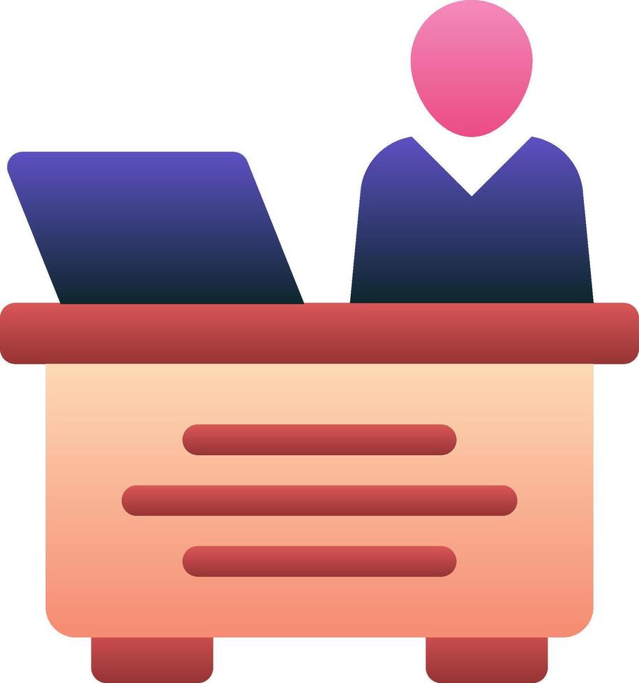 A person sitting at a desk with a laptop vector