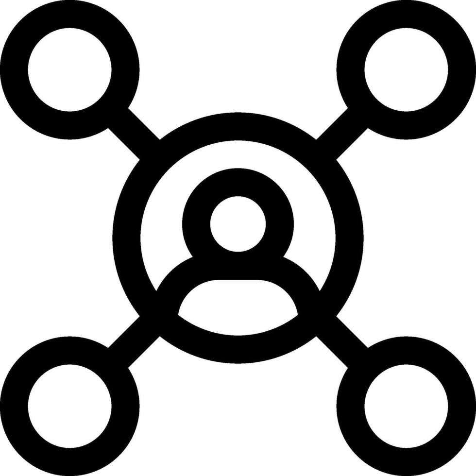 A black and white icon of a circle with four people vector