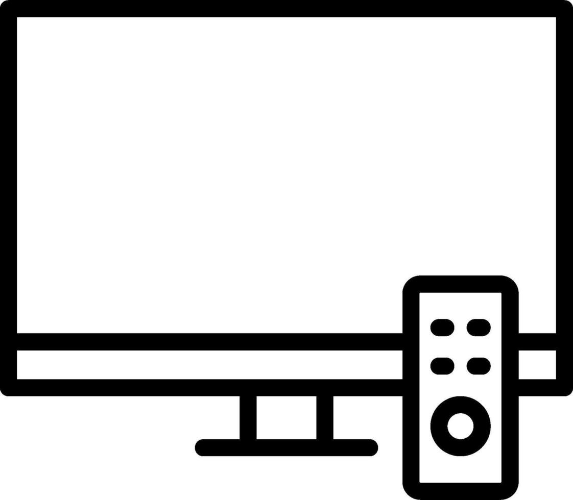 A black and white image of a television and remote control vector