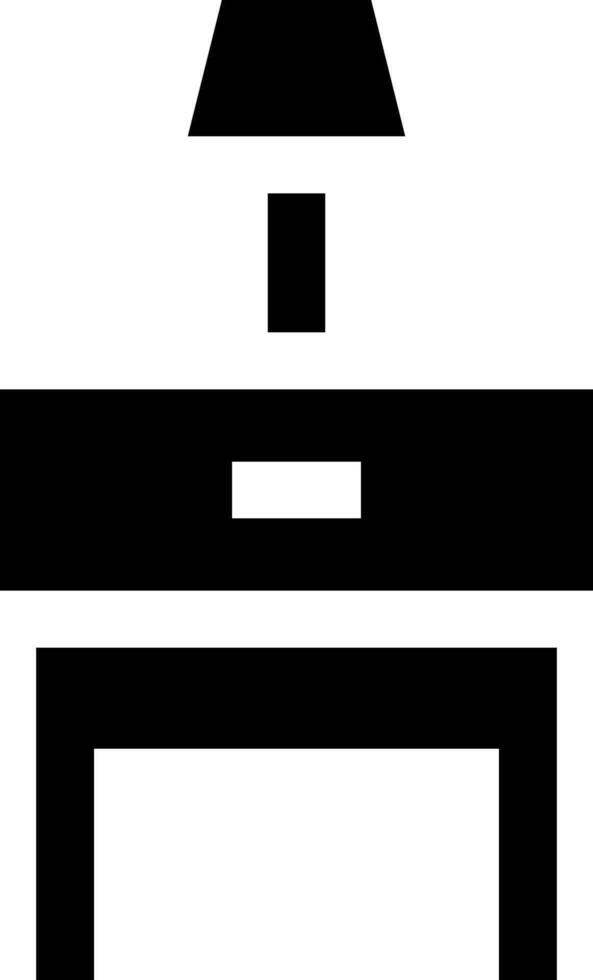 A black and white image of a desk and lamp vector