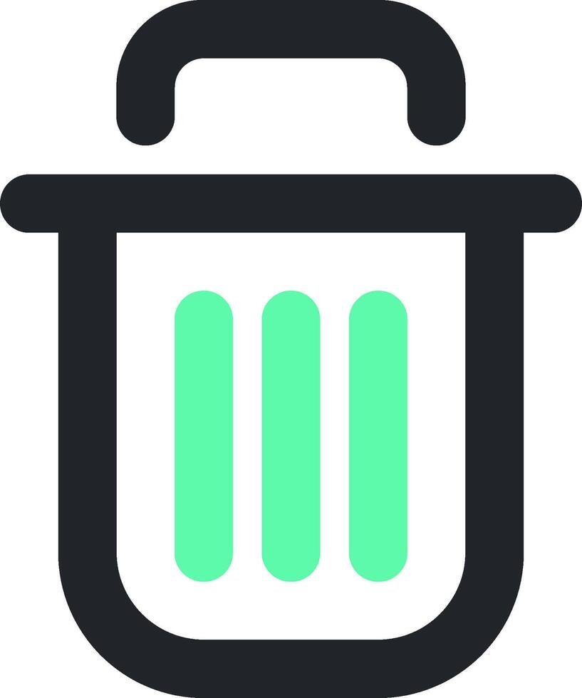 A trash can icon with green and black lines vector