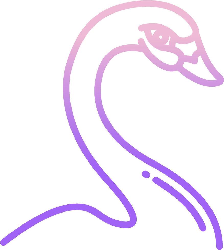 A swan is shown in a purple and pink outline vector