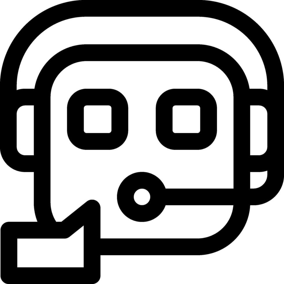 A black and white image of a robot with a headset vector