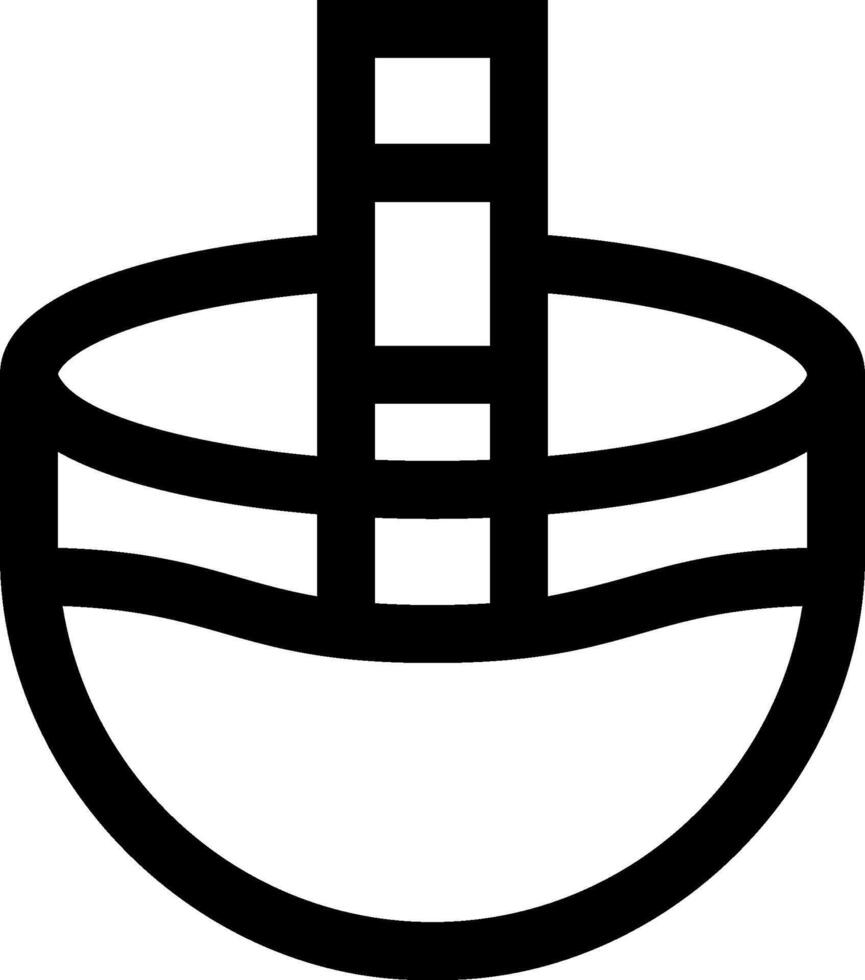 A black and white icon of a bowl with a spoon vector