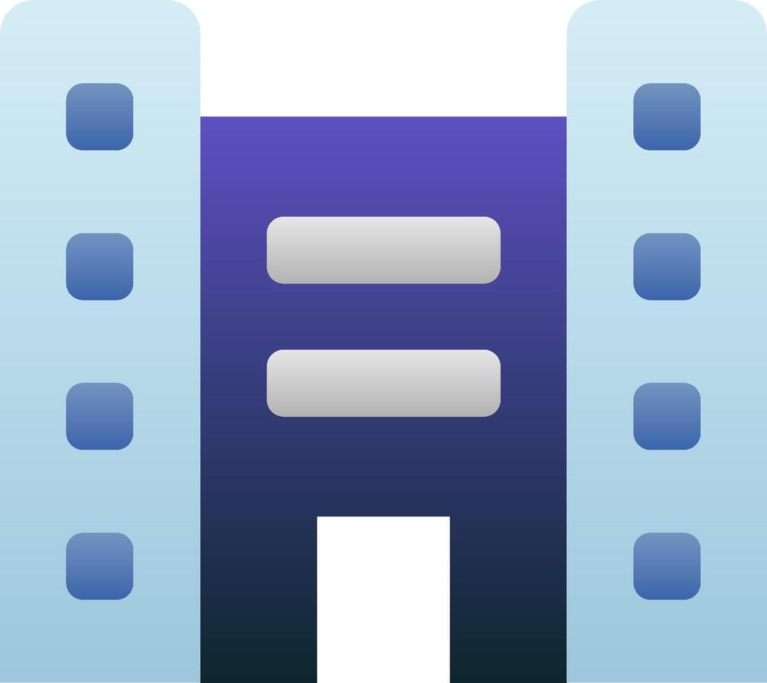 A blue and white building icon vector