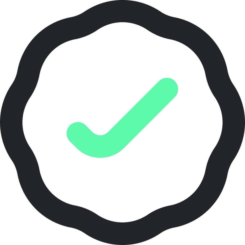A green tick mark in a circle on a white background vector