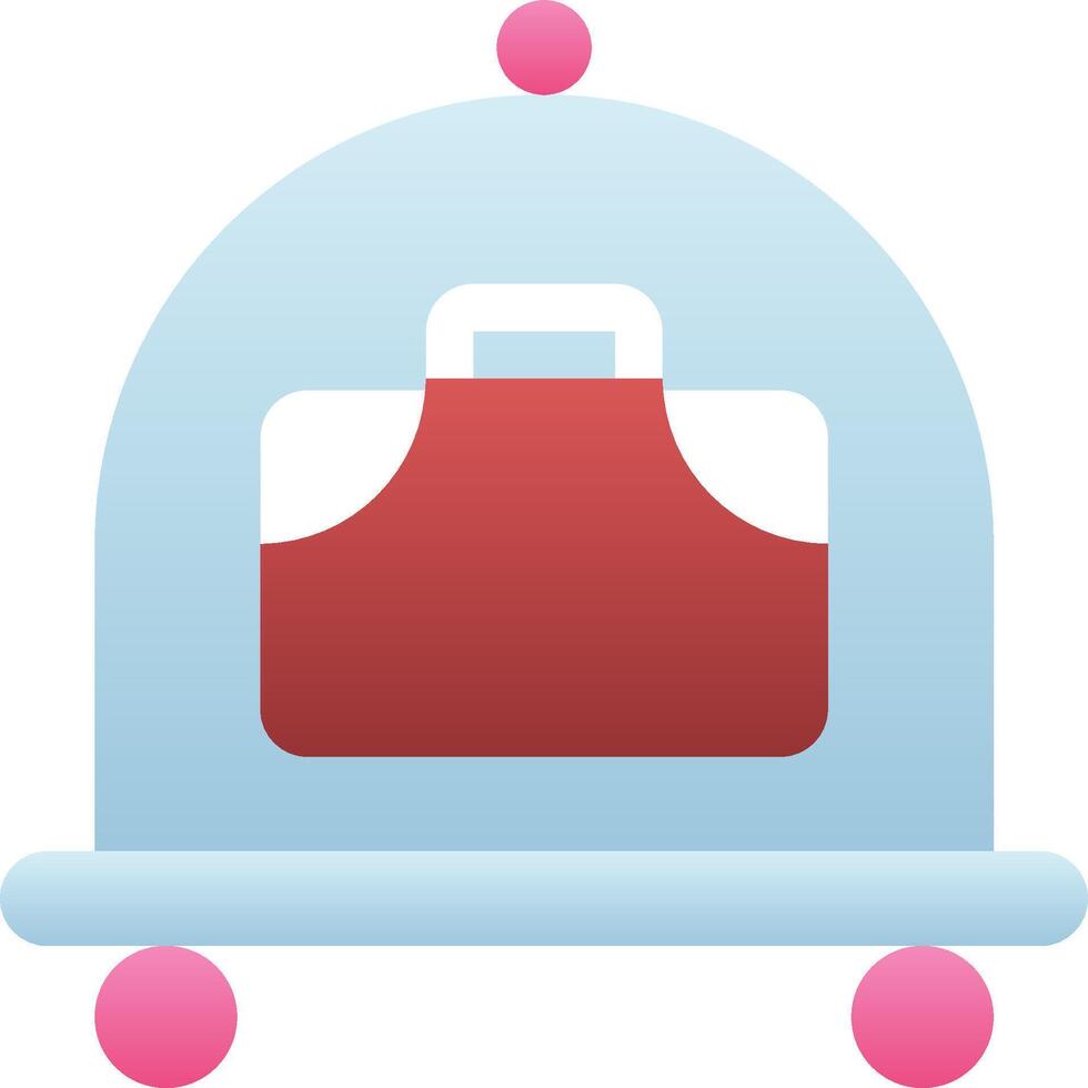 A red suitcase on a cart with pink handles vector