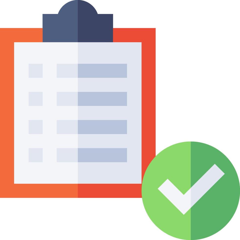 A checklist with a tick and a green check mark vector