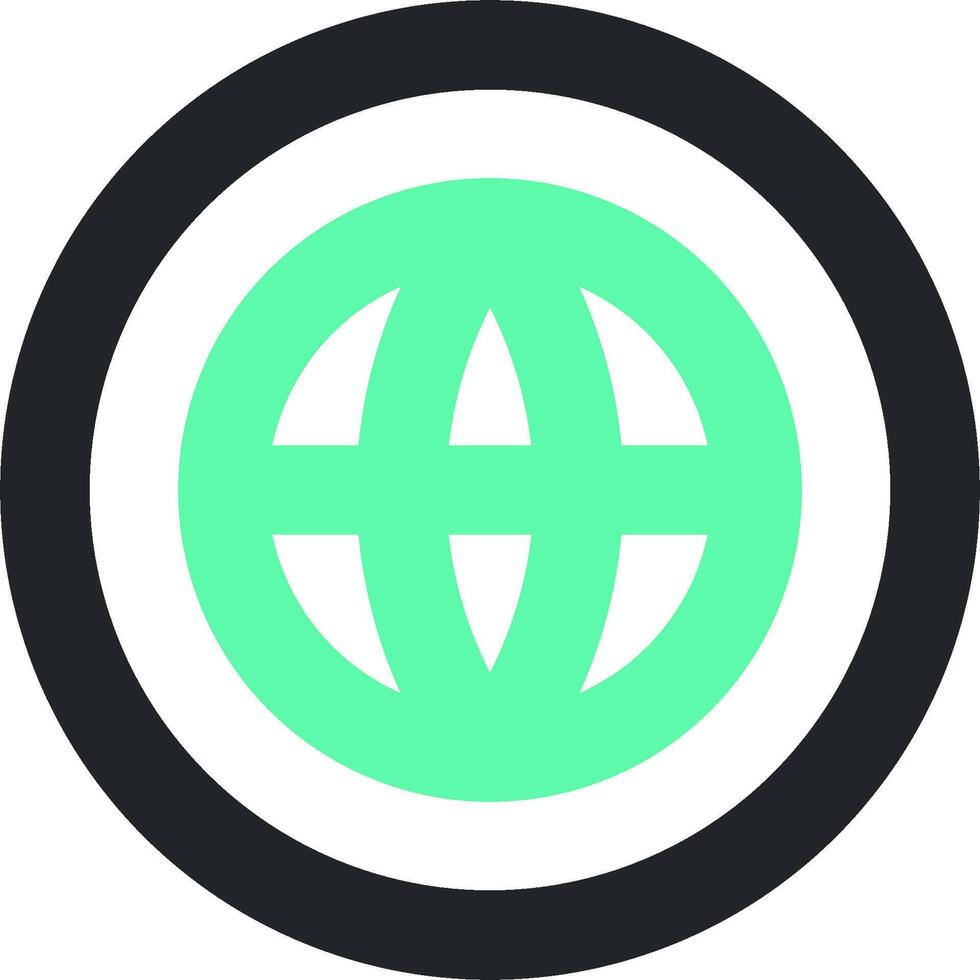 A green and black circle with a globe in it vector