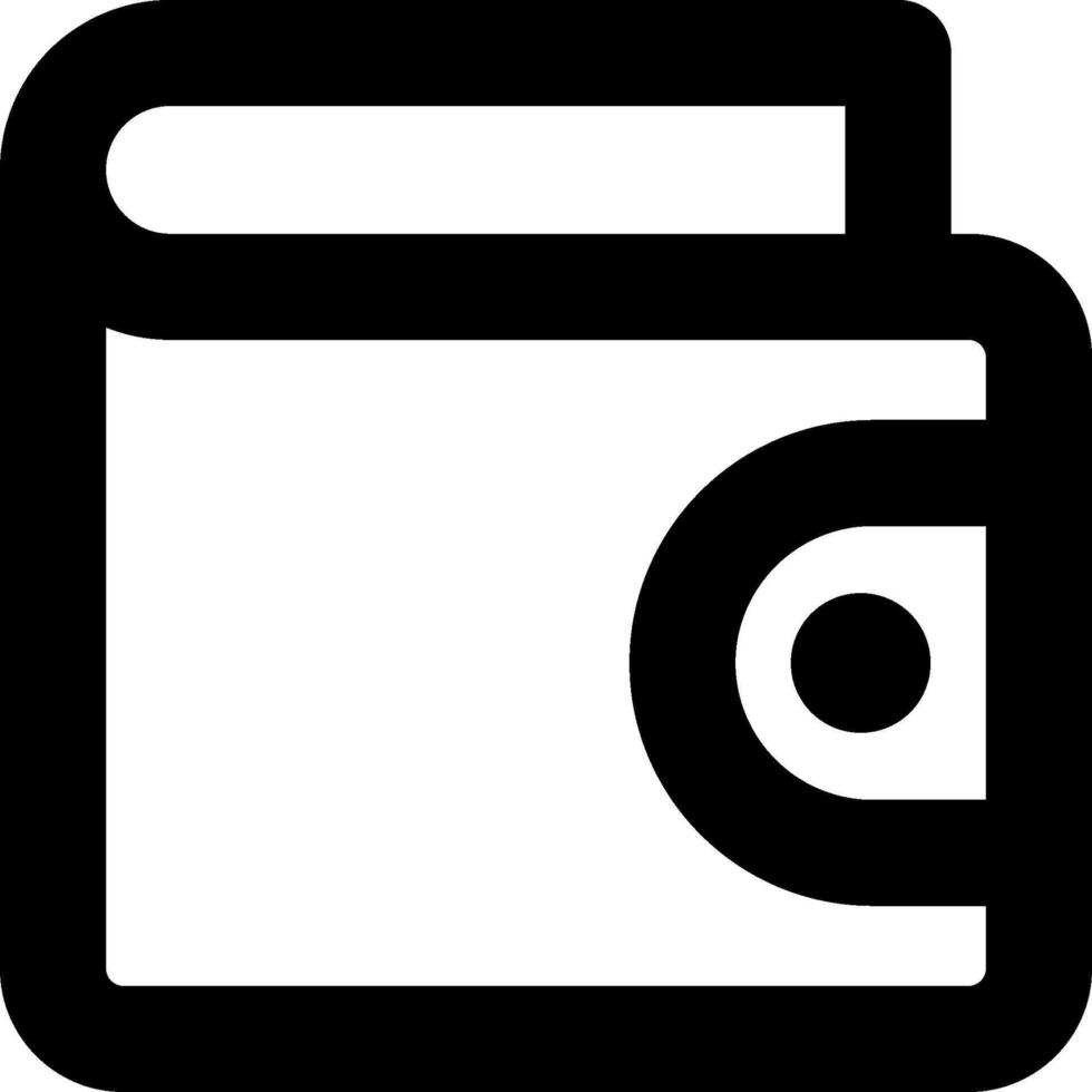 A black and white icon of a wallet vector