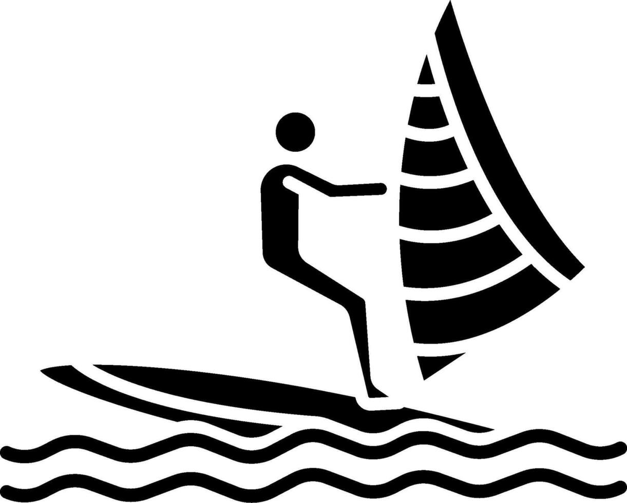 A man is riding a sailboat on the water vector