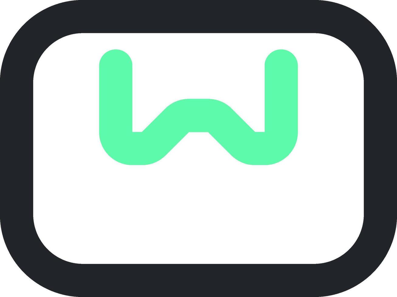 The w logo in a square with green and black vector