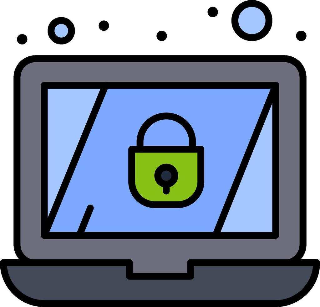 A laptop with a padlock on it vector