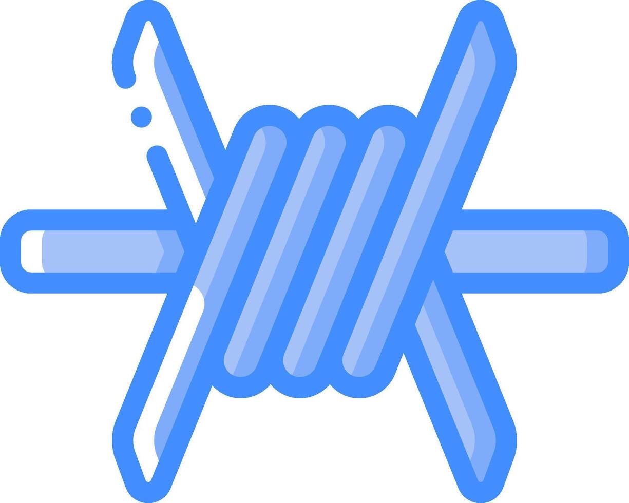 A blue and white symbol with two crossed knitting needles vector