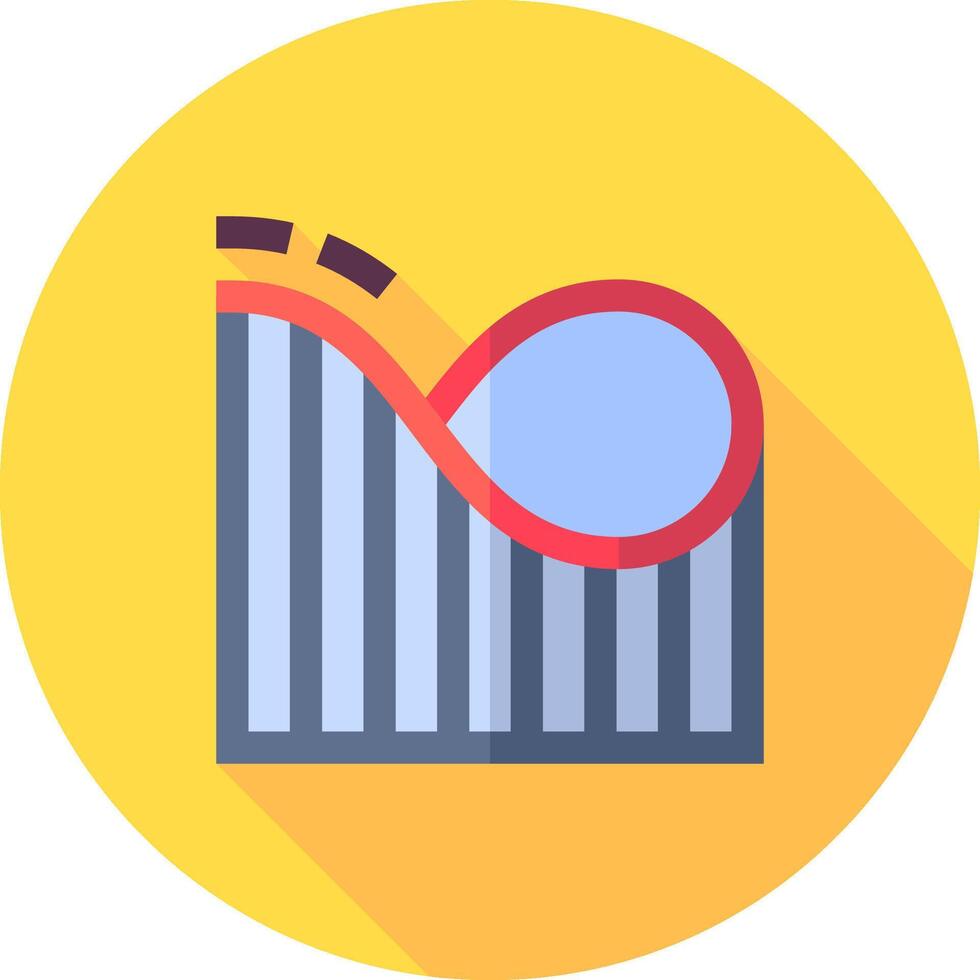 A flat icon of a bar graph with a long shadow vector