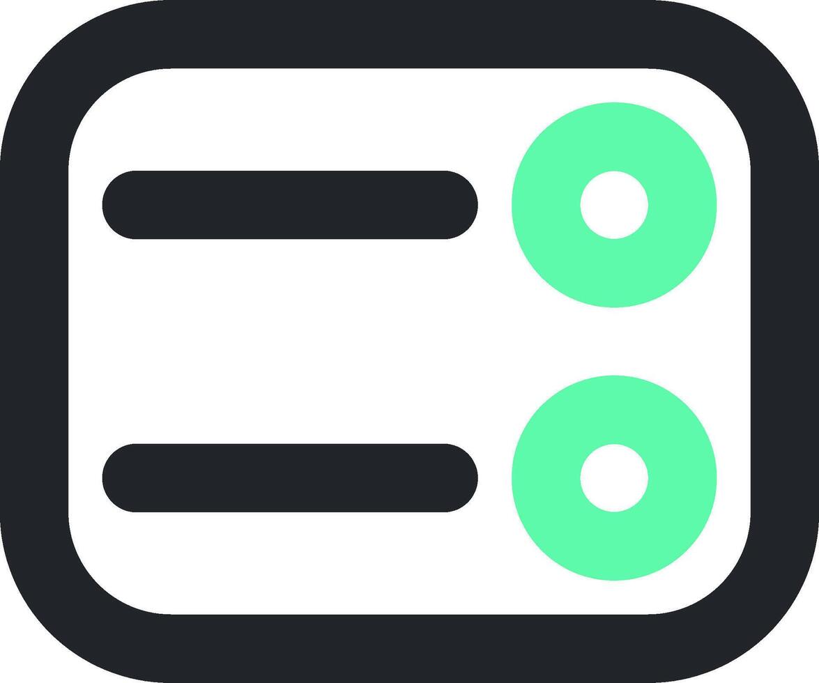 A green and black icon with two green circles vector