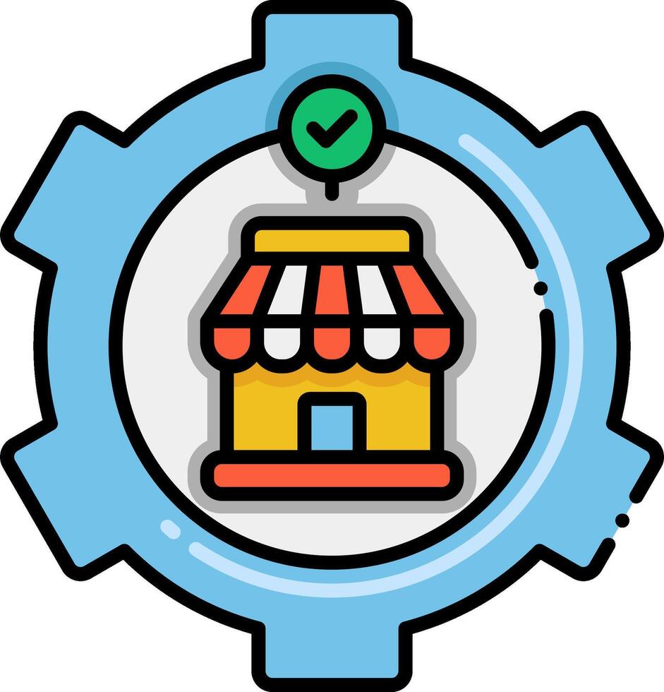 A shop icon in a gear wheel vector