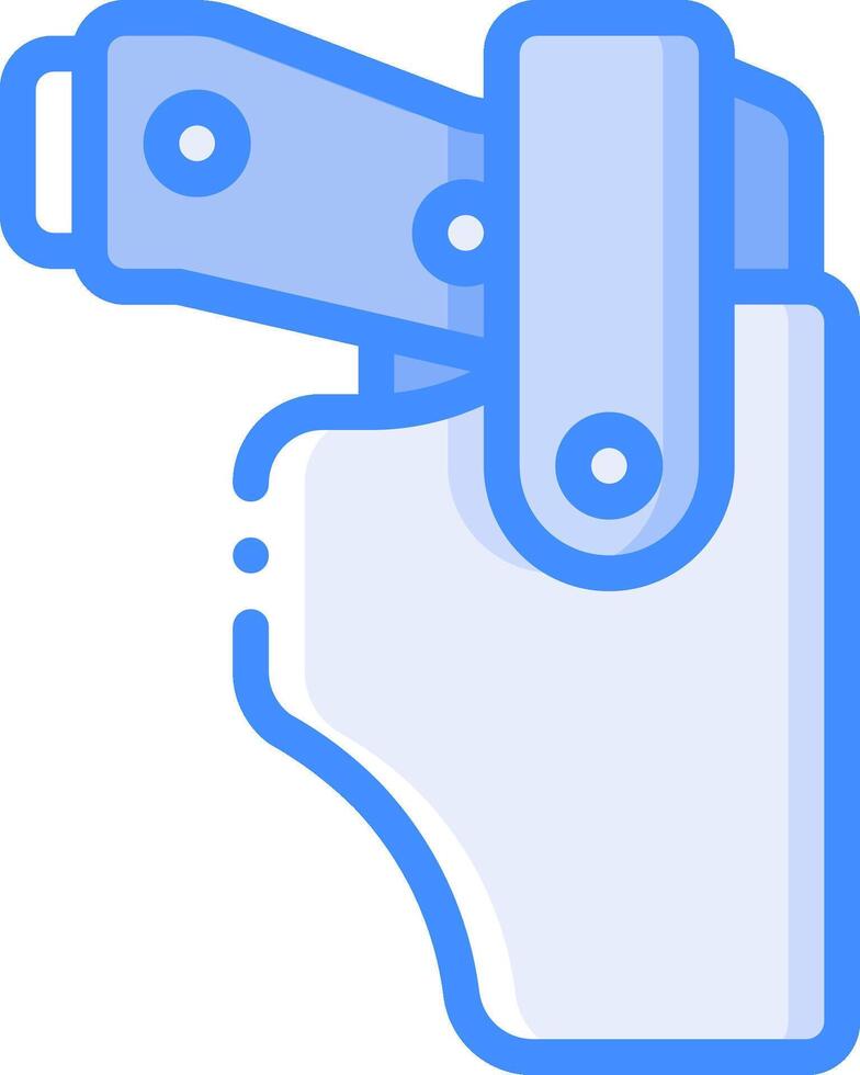 A blue and white holster with a gun in it vector