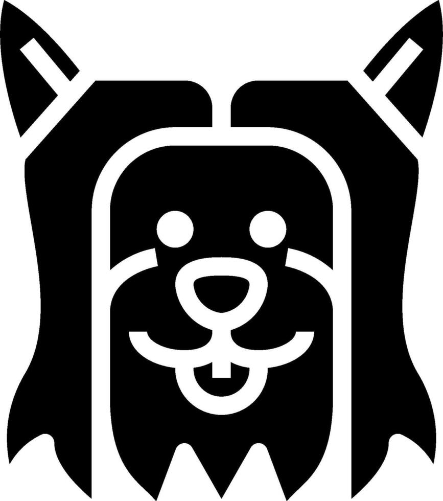 A black and white dog head with a long tail vector