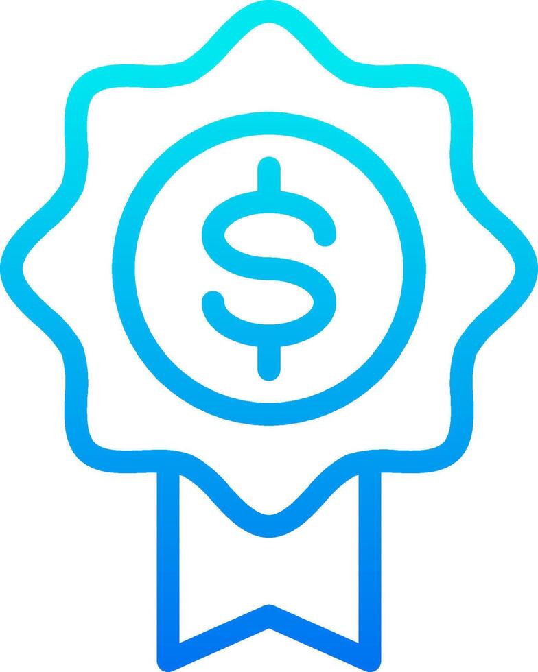A blue and white icon of a dollar sign vector