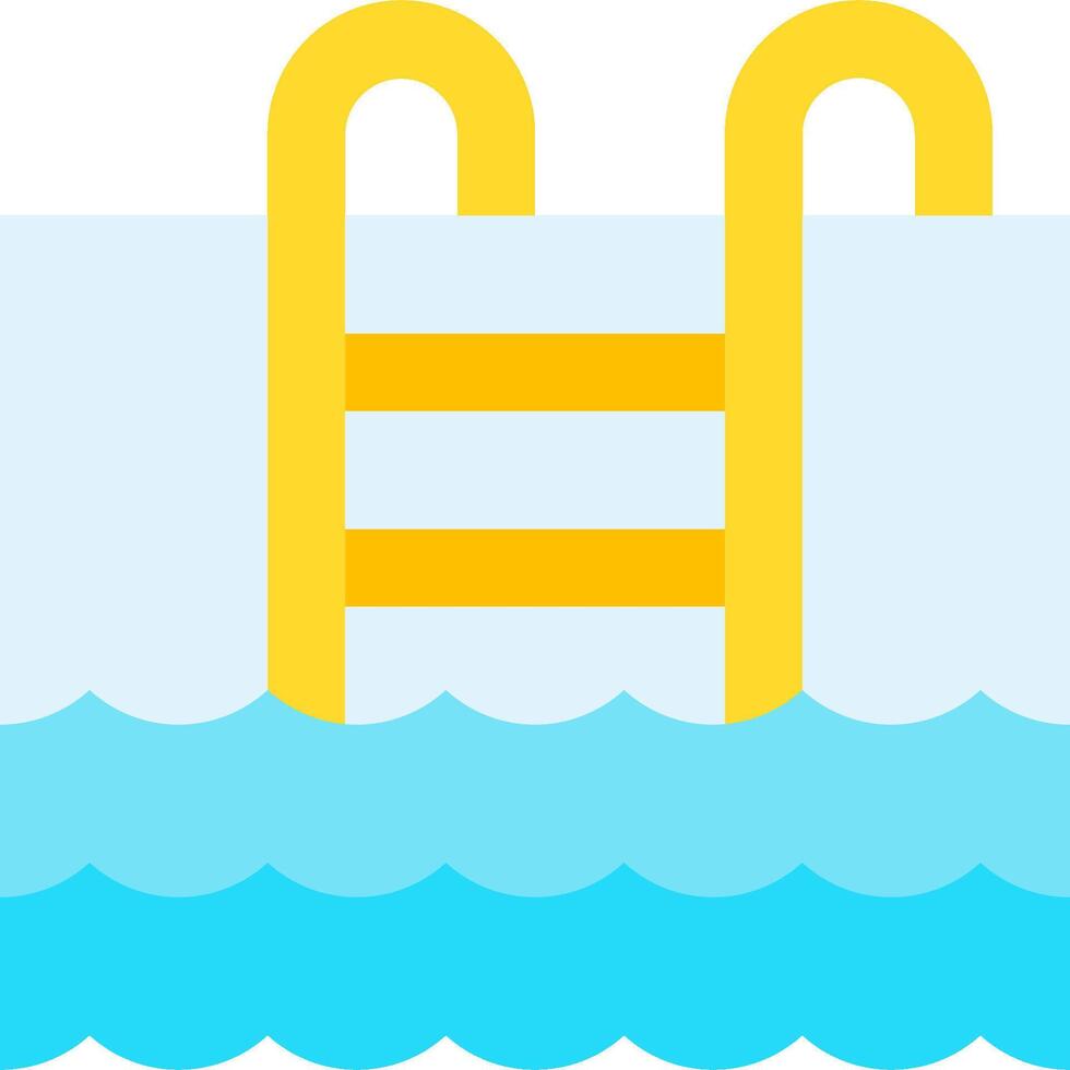 A yellow ladder in the water with blue water vector