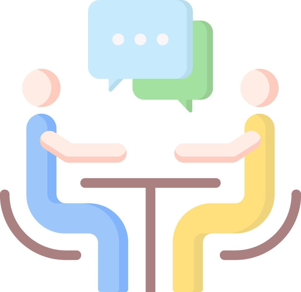 Two people sitting at a table with speech bubbles vector