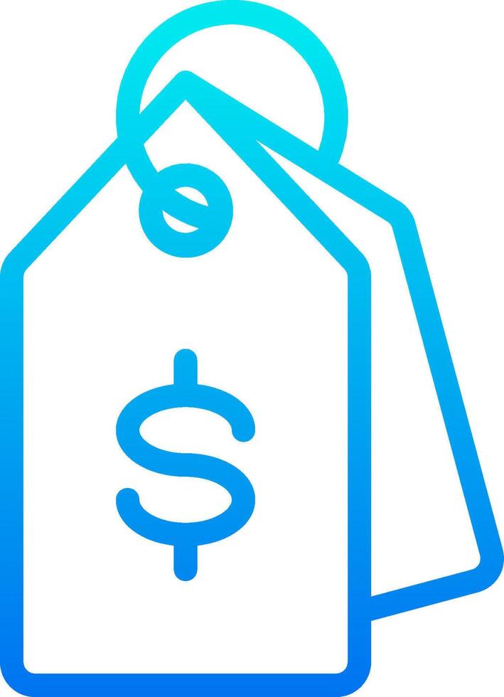 A blue and white icon of a shopping bag with a dollar sign vector