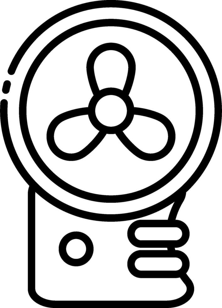 A black and white drawing of a fan vector