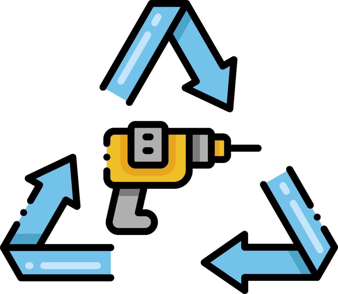 A drill and a recycling symbol vector