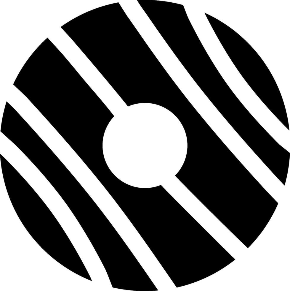 A black and white circular logo with a stripe pattern vector