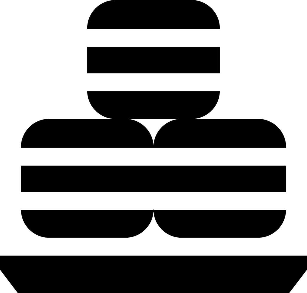A black and white icon of a stack of hamburgers vector