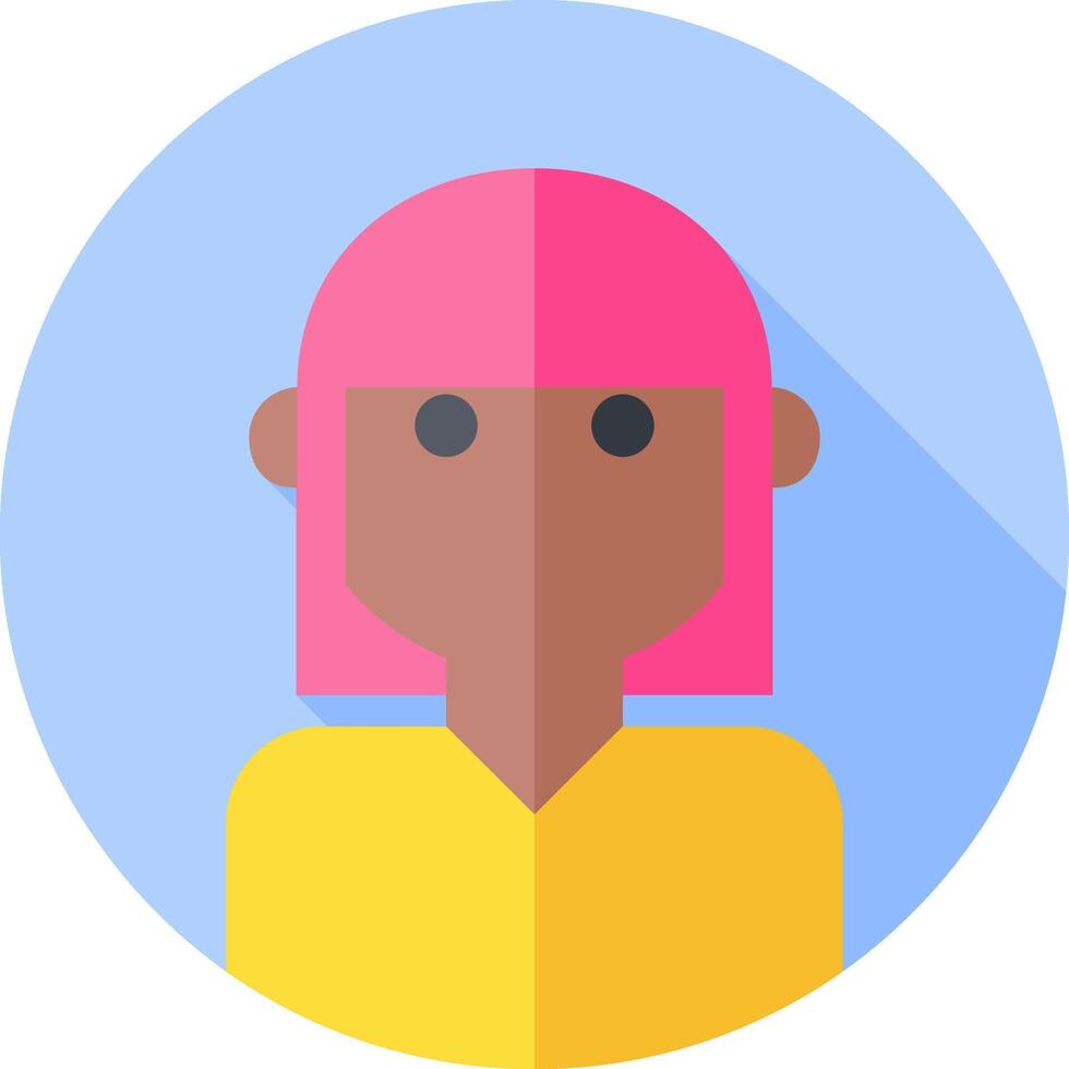 A flat icon of a woman with pink hair vector