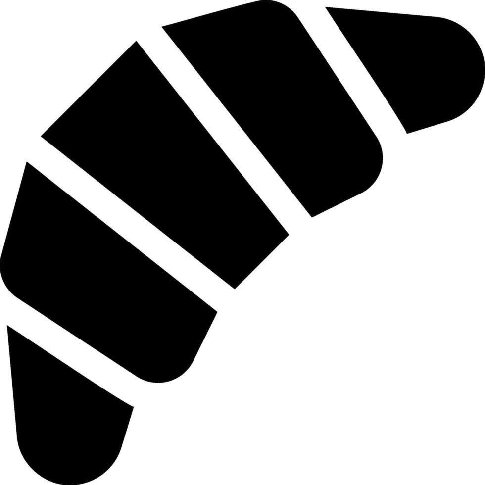 A black and white icon of a croissant vector