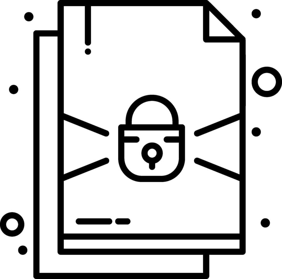 A black and white icon of a padlock on a paper vector