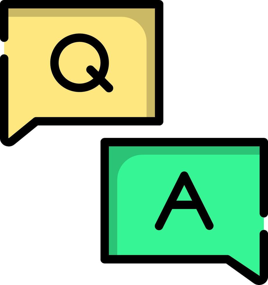 Two speech bubbles with the letter q and a vector