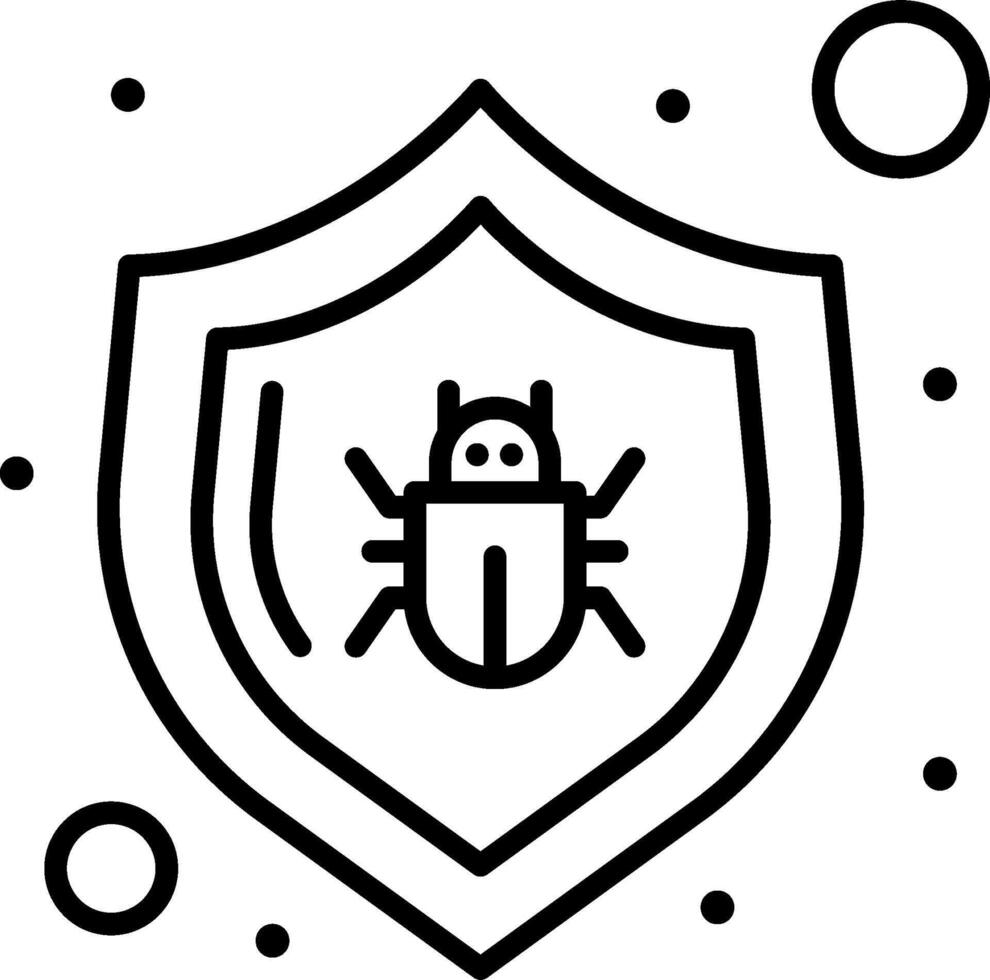 A black and white illustration of a bug on a shield vector
