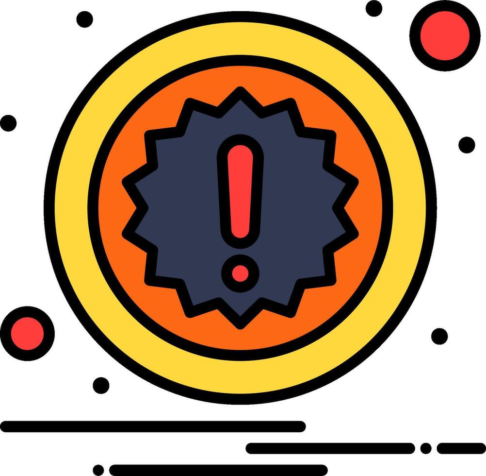 A circular icon with a exclamation mark on it vector