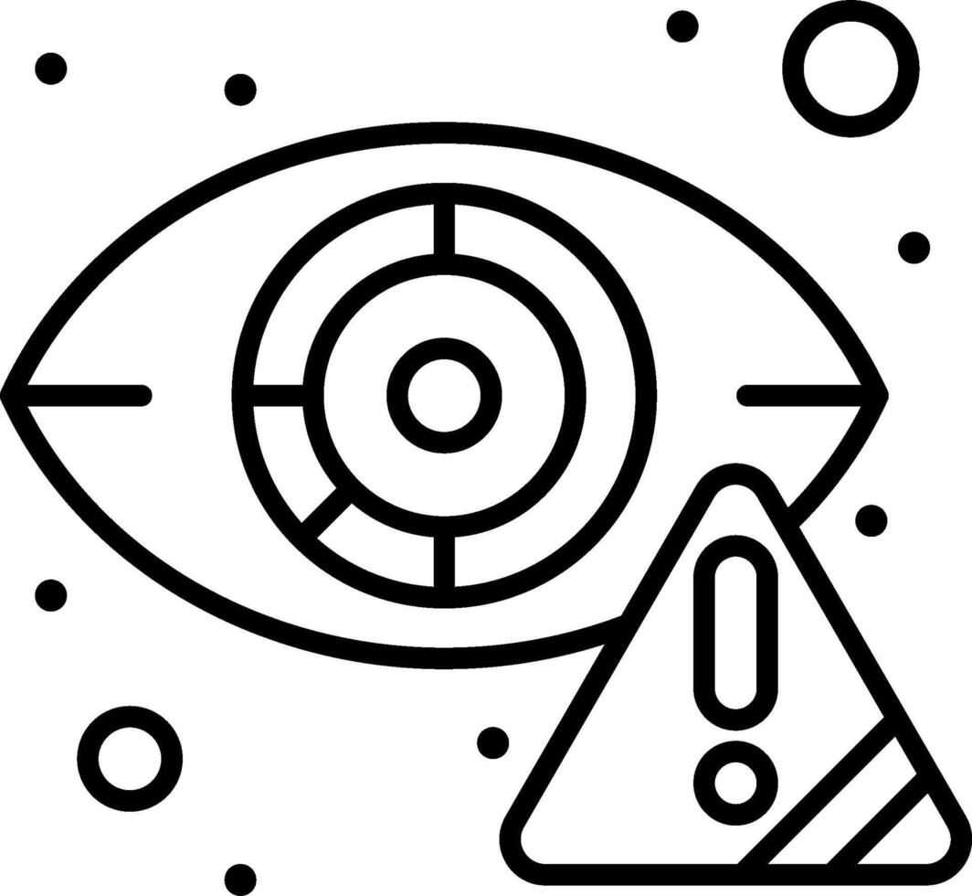 An eye with a warning sign and a triangle vector