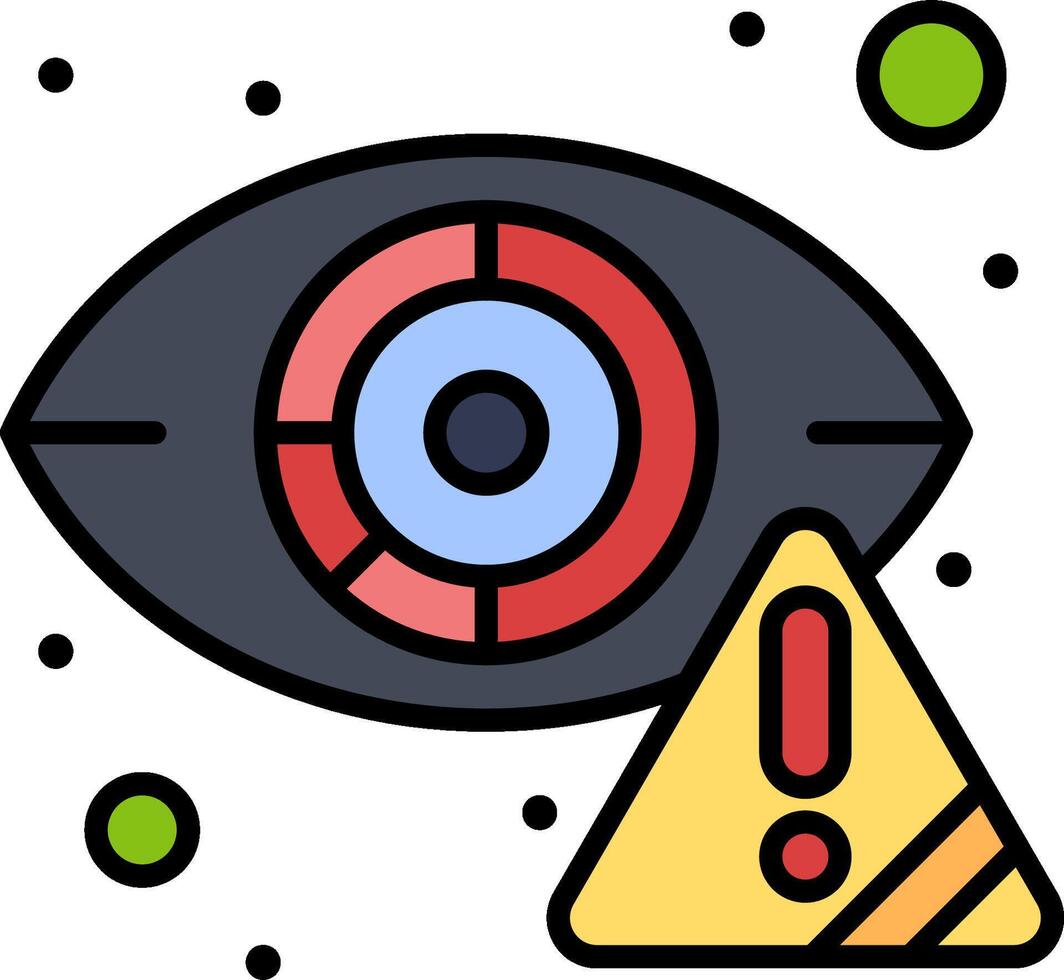 An eye with a warning sign and a red triangle vector