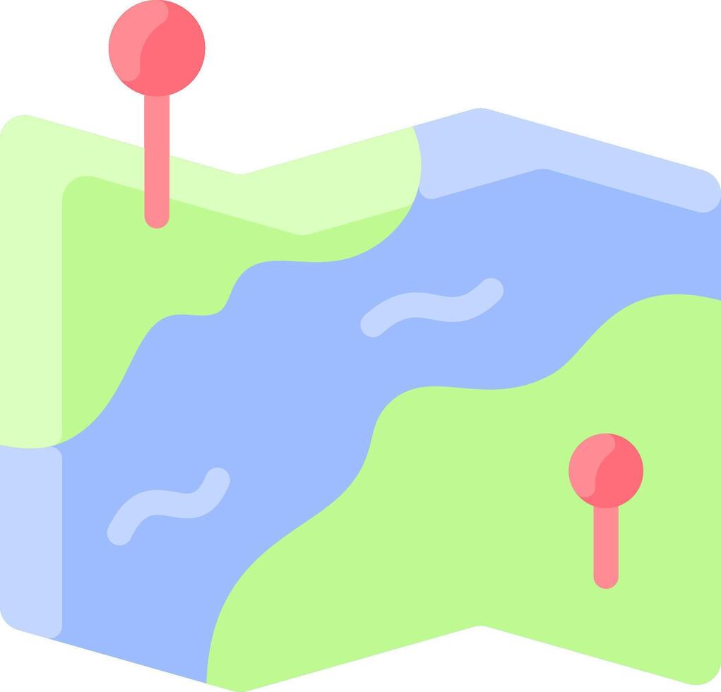 Map of a river with markers vector