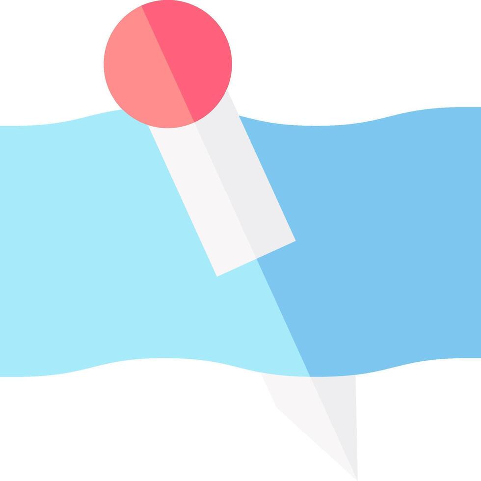A red and white pin is sitting on top of a blue water vector