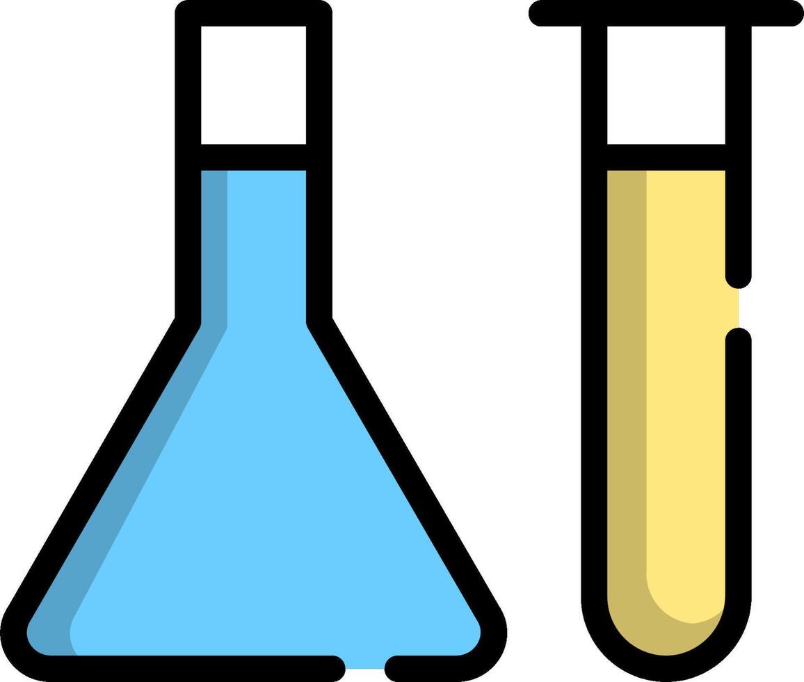 A laboratory flask and test tube vector